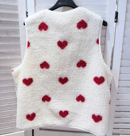Cardigan mit verspieltem Herzmuster: Blanc / TU